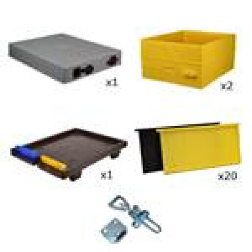 Stup Anel, dublu corp cu 20 de rame din plastic neceruite, fund detasabil (cu inchizatoare reglabile).