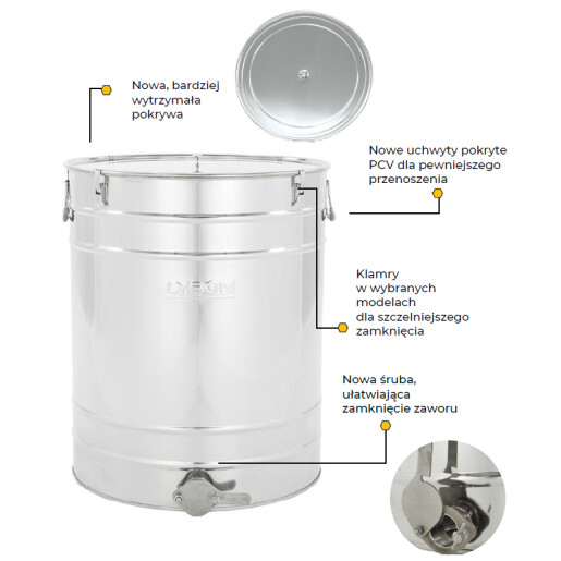 Maturator din inox, 300 l, canea inox, cleme prindere capac si silicon, manere, Classic Line