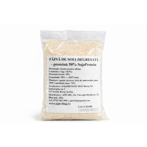 Făină de soia degresată – 50% proteină, hrană proteică pentru albine, 1 kg - SojaProtein