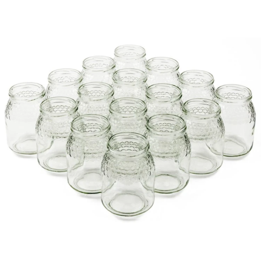 Borcan din sticlă, 1 kg, cu design tip fagure (hexagoane) (TO82)