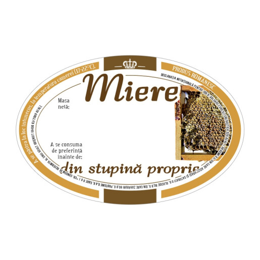 Etichete miere ovale "Din stupina proprie" (92x60 mm)