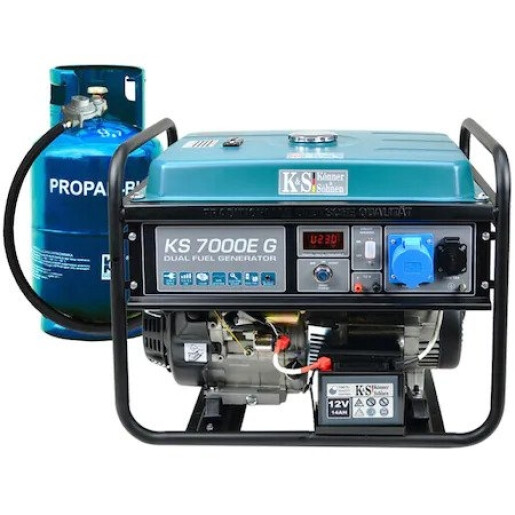 Generator curent Koner&Sohnen KS 7000E G, motor GPL/benzina,13 CP, putere maxima 5.5 kVA, rezervor 25 L, monofazat, pornire la sfoara, protectie termica 