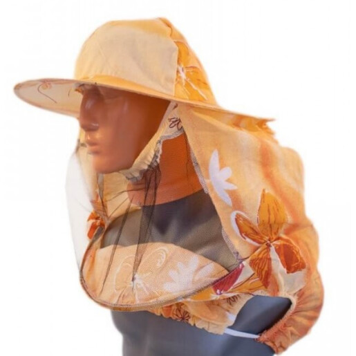 Mască apicolă, din bumbac, cu plasă de protecție sintetică și elastic la subraț (culori variate)