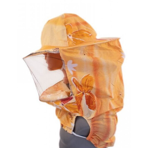 Mască apicolă, din bumbac, cu plasă de protecție sintetică și elastic la subraț (culori variate)