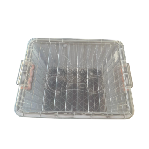 Cutie din plastic pentru transportul ramelor Dadant 1/1, transparenta, cu capac inclus 