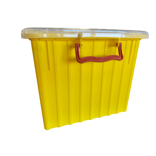Cutie din plastic pentru transportul ramelor Dadant 1/1, galbena, cu capac transparent inclus