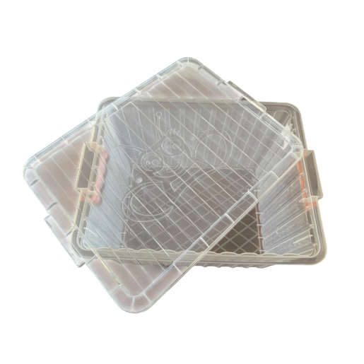 Cutie din plastic pentru transportul ramelor Dadant 1/1, transparenta, cu capac inclus 