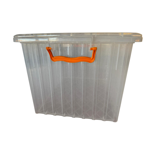 Cutie din plastic pentru transportul ramelor Dadant 1/1, transparenta, cu capac inclus 
