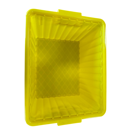 Cutie din plastic pentru transportul ramelor Dadant 1/1, galbena, cu capac transparent inclus