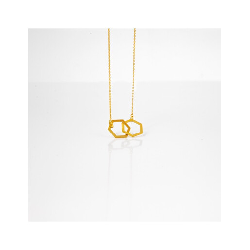 Colier arging placat cu aur, hexagon impletit