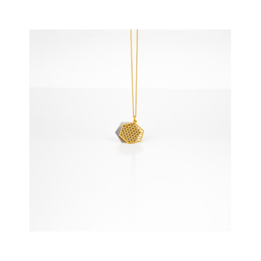 Colier arging placat cu aur, hexagon uniz