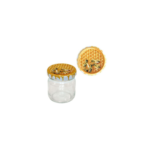 Borcanas din sticla, 35 ml (50 gr) cu capac, fagure