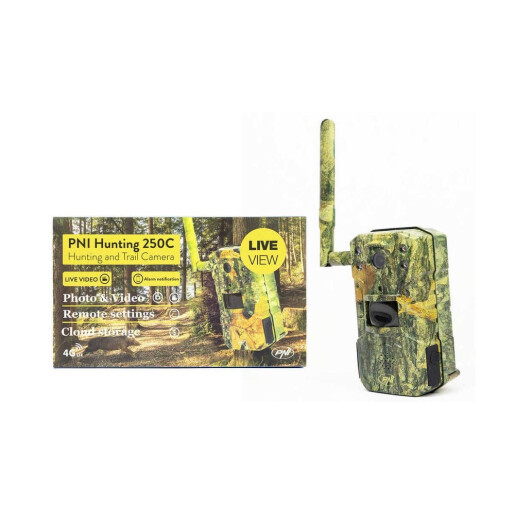 Camera pentru supraveghere stupina, 4G LTE duplex, PNI-HUNT250C, video 2MP, foto 5K, IR20m, PIR 20m, aplicatie mobila, slot card microSD, USB, IP65 