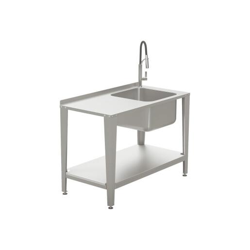 Masă de lucru din oțel inoxidabil pentru stupină cu chiuvetă și robinet, 1200 mm