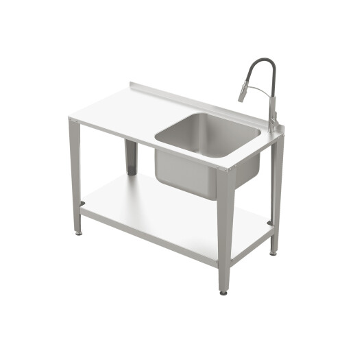 Masă de lucru din oțel inoxidabil pentru stupină cu chiuvetă și robinet, 1200 mm