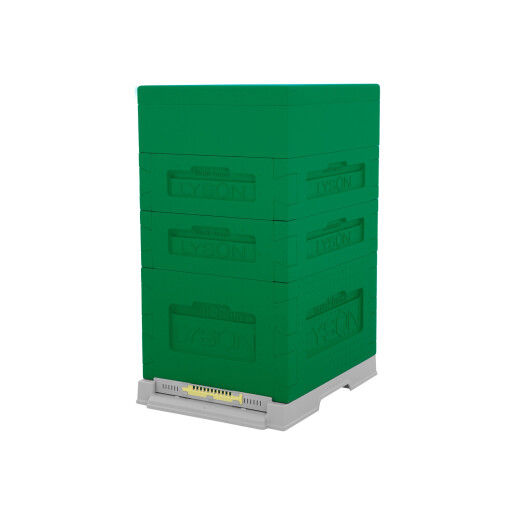 Stup Multi-frame, 10 rame Dadant, fund scund, corp 1/1, 2x corp 1/2, hranitor, capac scund, culoare Verde
