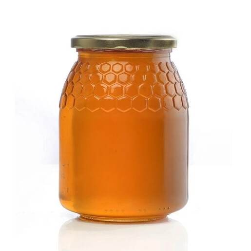 Borcan din sticlă, 1 kg, cu design tip fagure (hexagoane) (TO82)