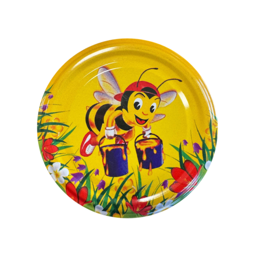 Cutie 700 bucăți - Capac metalic diametru 66 mm pentru borcane din sticlă și plastic – design apicol 