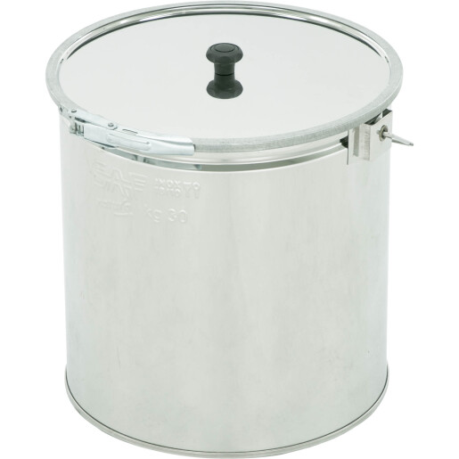 Galeata din inox cu maner si sita, capac cu inel de inchidere