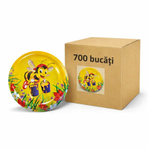 Cutie 700 bucăți - Capac metalic diametru 66 mm pentru borcane din sticlă și plastic – design apicol 