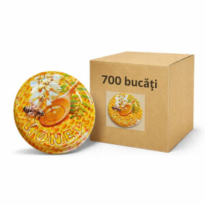 Cutie 700 bucăți - Capac metalic diametru 66 mm pentru borcane din sticlă și plastic – design apicol 