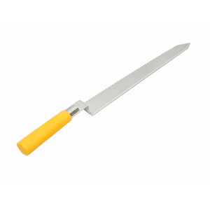 Cuțit pentru descăpăcit, din inox, lamă netedă și zimțată, 280 x 33 mm cu mâner ergonomic din plastic