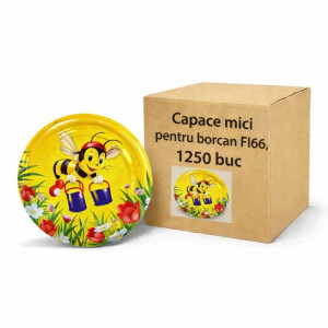 Cutie 1250 bucăți - Capac metalic diametru 66 mm pentru borcane din sticlă și plastic – design apicol 