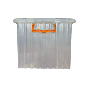 Cutie din plastic pentru transportul ramelor Dadant 1/1, transparenta, cu capac transparent inclus 