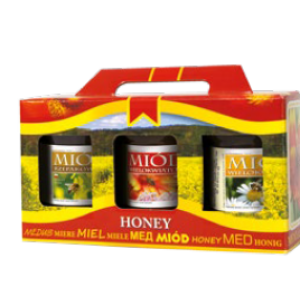 Cutie decorativa, cu maner, pentru 3 borcane de 350 ml