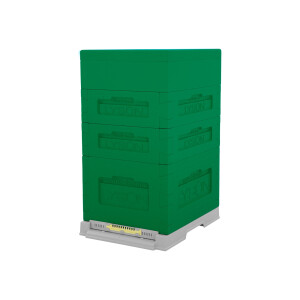 Stup Multi-frame, 10 rame Dadant, fund scund, corp 1/1, 2x corp 1/2, hranitor, capac scund, culoare Verde