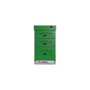 Stup din polistiren, neasamblat cu fund din plastic, corp 1/1, 2 corpuri 1/2. podisor si capac VERDE INCHIS