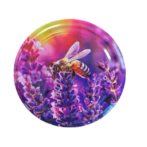 Capac metalic diametru 82 mm pentru borcane din sticlă și plastic – design apicol