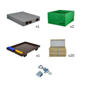 Stup ANEL, complet, corp dubu cu 20 de rame din lemn, fund detasabil, confectionat din plastic, capac si sistem deprindere (carabine)