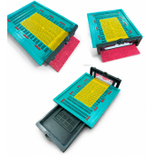 Soclu (fund stup) din plastic 490 x 420 mm pentru 10 rame, cu colector de polen integrat, antivarroa și urdiniș cu grilă antișoareci