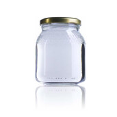 Borcan de sticla cu hexagoane, 500 g, PALETIZAT, 2025 buc
