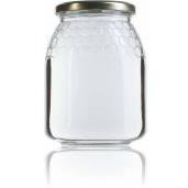 Borcan din sticlă, 1 kg, cu design tip fagure (hexagoane) (TO82)