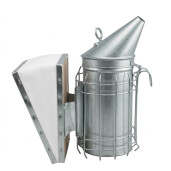 Afumător apicol din oțel galvanizat, cu capac conic, cu tub interior din inox, burduf din piele naturală –  26 cm, Ø8,5 cm