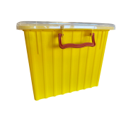 Cutie din plastic pentru transportul ramelor Dadant 1/1, galbena, cu capac transparent inclus