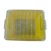 Cutie din plastic pentru transportul ramelor Dadant 1/1, galbena, cu capac transparent inclus