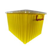 Cutie din plastic pentru transportul ramelor Dadant 1/1, galbena, cu capac transparent inclus