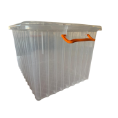 Cutie din plastic pentru transportul ramelor Dadant 1/1, transparenta, cu capac inclus 