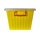 Cutie din plastic pentru transportul ramelor Dadant 1/1, galbena, cu capac transparent inclus