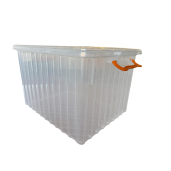 Cutie din plastic pentru transportul ramelor Dadant 1/1, transparenta, cu capac inclus 