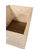 Stup din lemn de brad pentru 10 rame Dadant 1/1 – cu fund antivarooa din plastic Nicot, cuib 1/1, podișor și capac cu tablă zincată