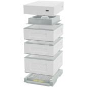 Stup din polistiren Multi-frame, corp 1/1, 2x magazii de jumate, hranitor din plastic 75 l, fund din plastic si capac inalt, KIT