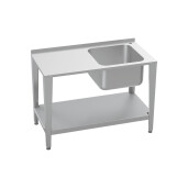 Masă de lucru din oțel inoxidabil pentru stupină cu chiuvetă, 1500 mm