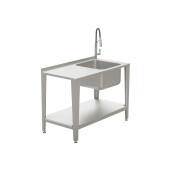 Masă de lucru din oțel inoxidabil pentru stupină cu chiuvetă și robinet, 1200 mm