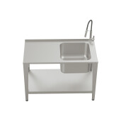 Masă de lucru din oțel inoxidabil pentru stupină cu chiuvetă și robinet, 1200 mm