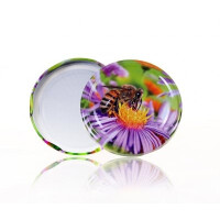 Capac borcan, twist-off 82, albina pe floare violet
