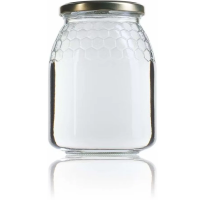 Borcan din sticlă, 1 kg, cu design tip fagure (hexagoane) (TO82)